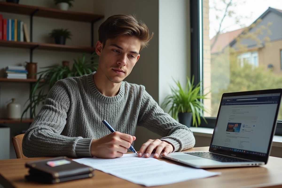 Jeune homme remplissant un formulaire d